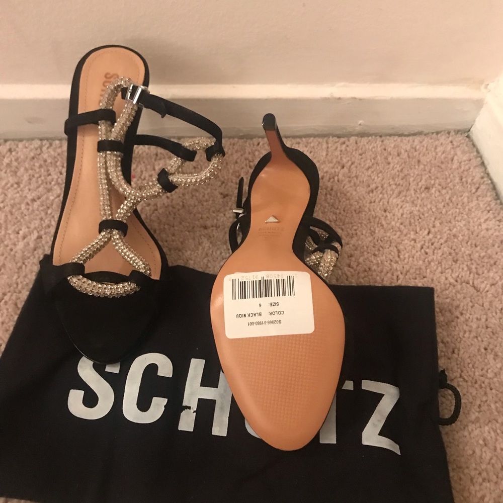 NWT Schutz black and crystal heels - Picture 3 of 5